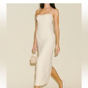 Reformation Cream Spaghetti-Strap Knit Midi Dress lakia 4